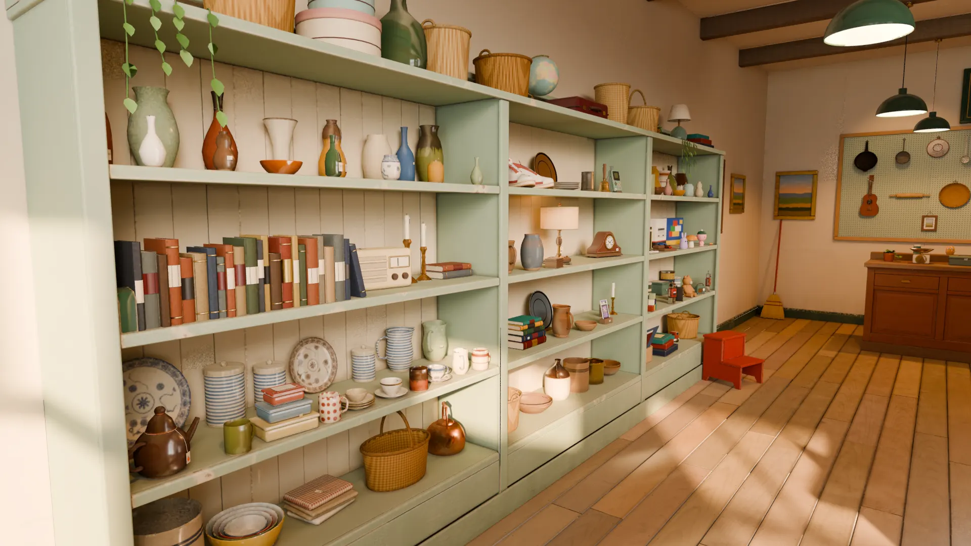The lamp's listing live on Depop, among its other four, over the shelves of Resell Row