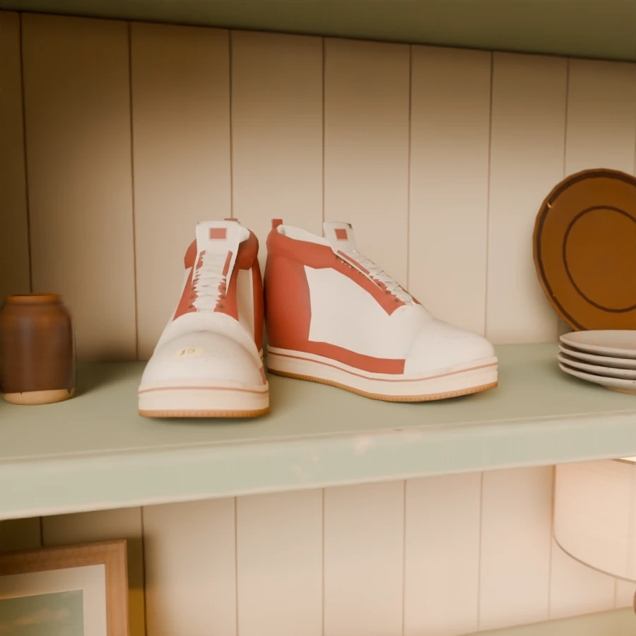 Sneakers as photographed on a shop shelf